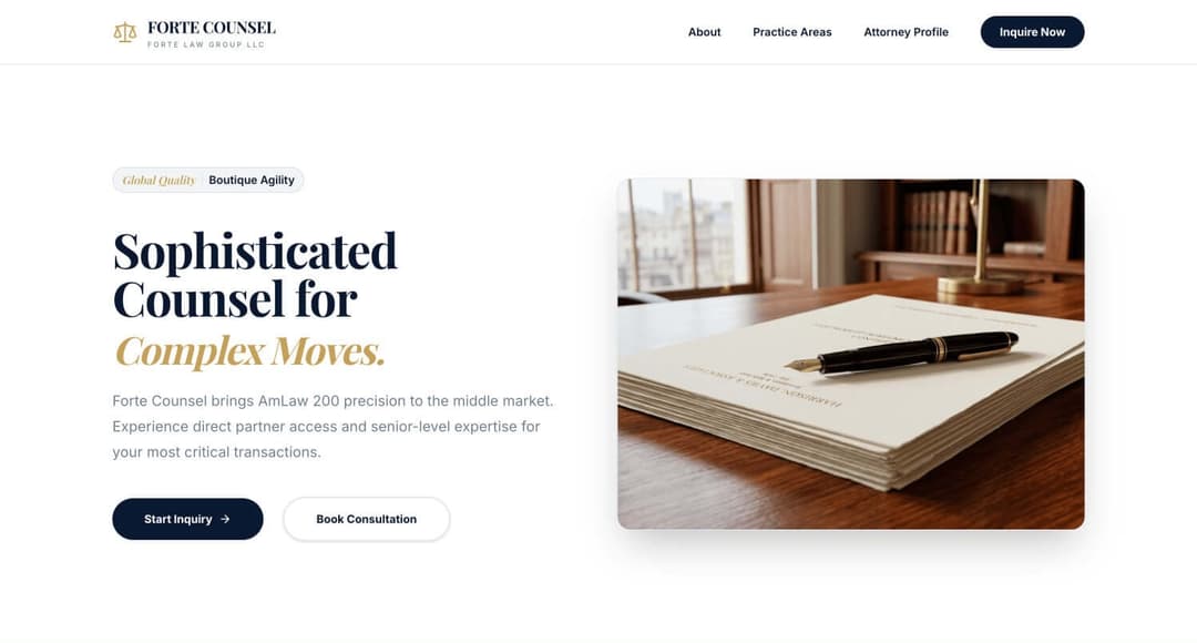 Premium legal portal landing page preview